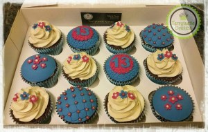 Blue and pink 13th birthday cupcakes