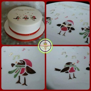 Christmas cake with robins