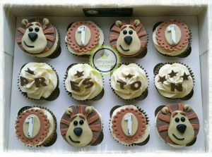Raa Raa themed 1st birthday cupcakes
