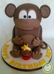 Monkey sculptured birthday cake