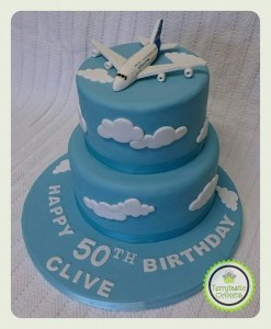Airbus plane 50th birthday tiered cake
