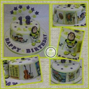 Buzz Light-year 18th birthday cake with childhood memories photos