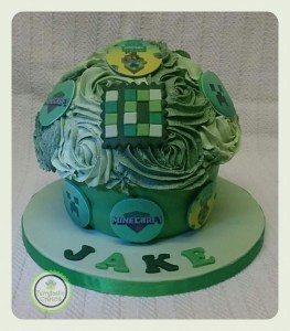 Minecraft themed Birthday giant cupcake