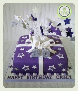 Purple stars 30th birthday cake