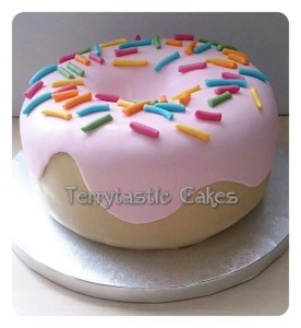 Giant Doughnut birthday cake with sprinkles