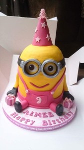 Girl minion birthday party cake