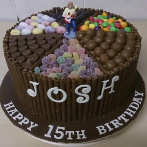 Chocolate & sweets overload birthday cake