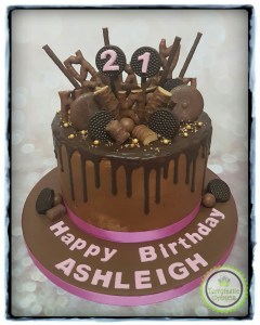 Choc drip birthday cake