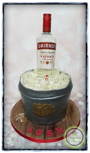 Ice bucket 18th birthday cake with bottle of vodka