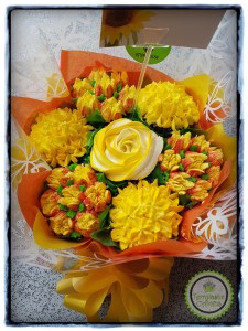 Yellow orange cupcake bouquet mother's Day birthday cake